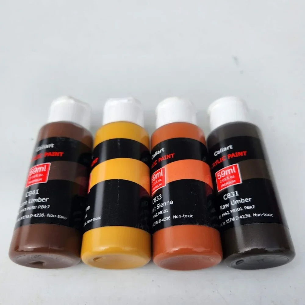 NEW 4 Caliart Acrylic Paint Set Brown Browns colors 59ml, 2oz each Art Craft Pai